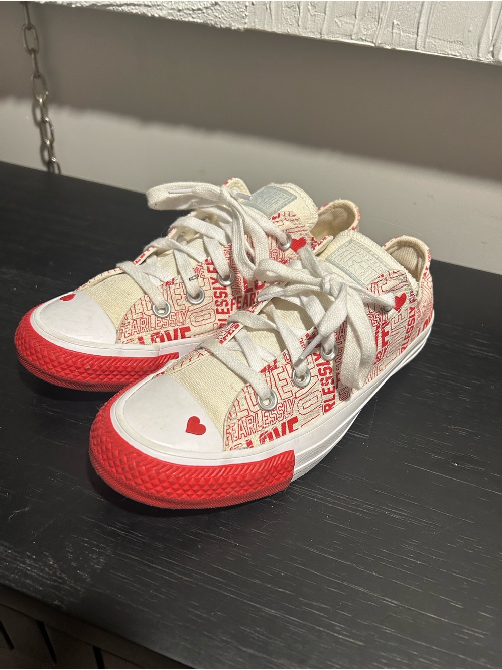 Converse Chuck Taylor All Star Low "Love Fearlessly" Sneakers - White/Red